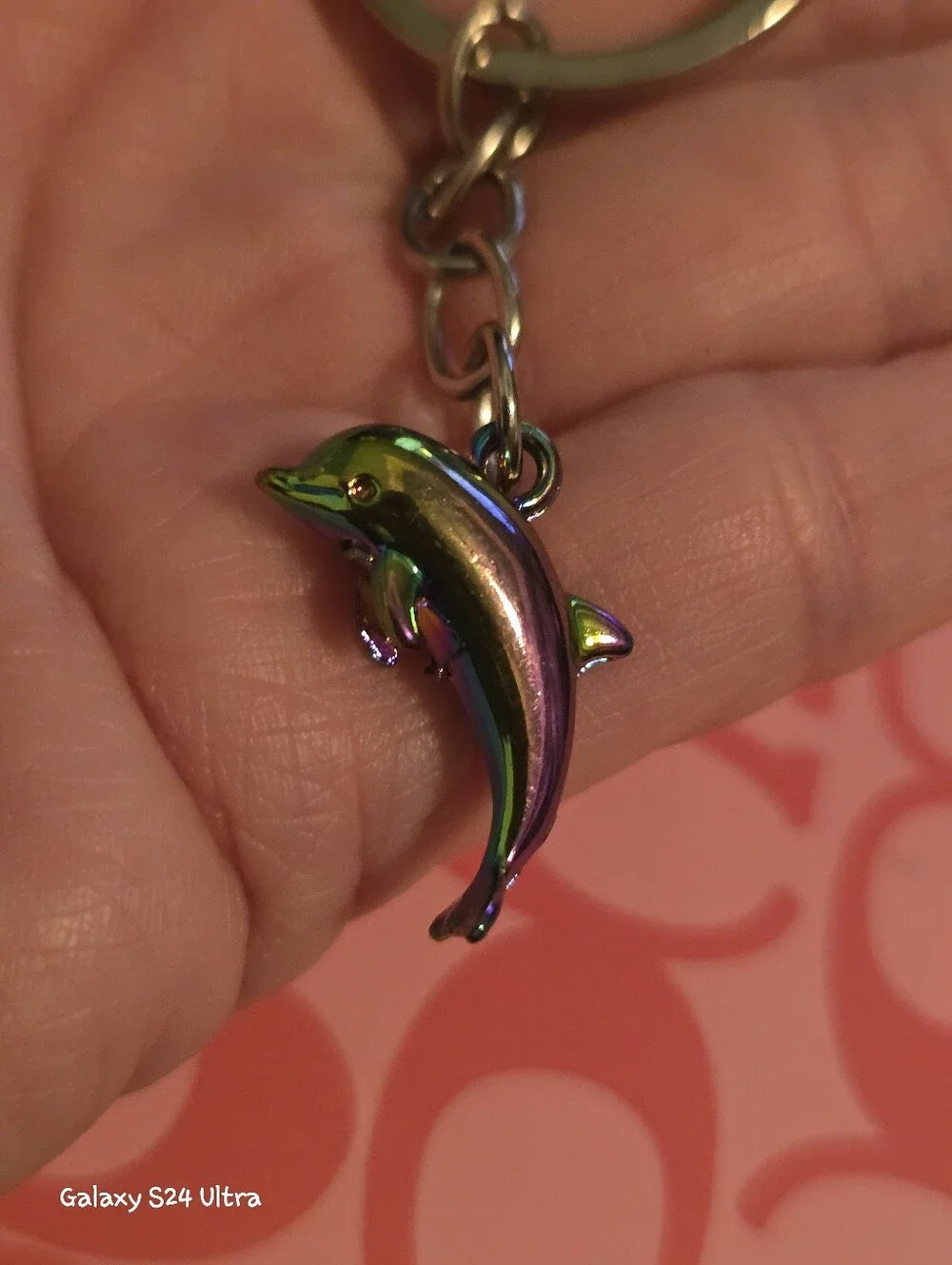 Tiny Rainbow Metallic Dolphin Bag Charm/ Keychain NEW